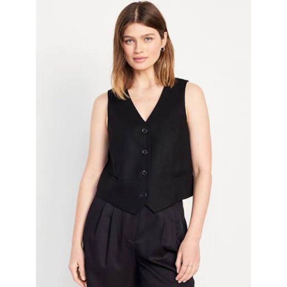 🚫SOLD ON MERC🚫NWT Old Navy Black Linen Vest sz M